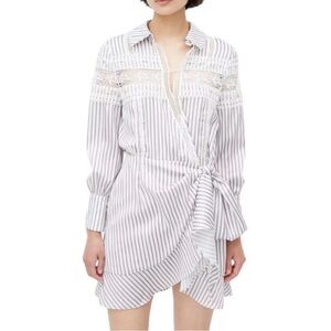 NWT Self-Portrait Blue Stripped Wrap Dress